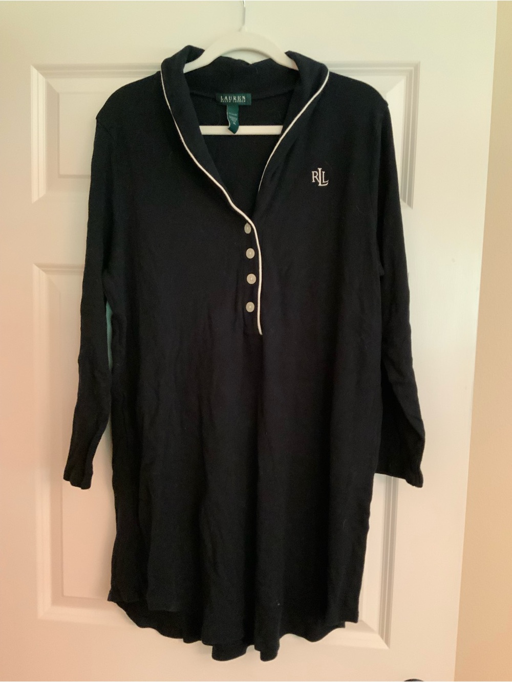 Lauren Ralph Lauren Black Sailor Collar Nightgown - Size XL
